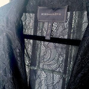 BCBG Black Lace Midi Dress – Long Sleeve, Size XS, Formal